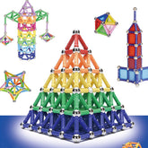 Set constructie magnetic 3d joc educativ 230 piese multicolore diferite forme si dimensiuni 6 ani